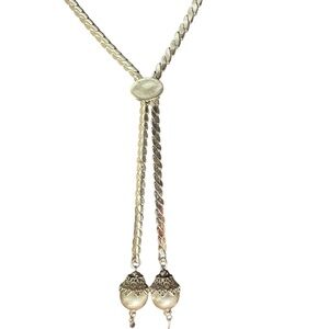 Vintage Monet Silver Lariat Style Bolo